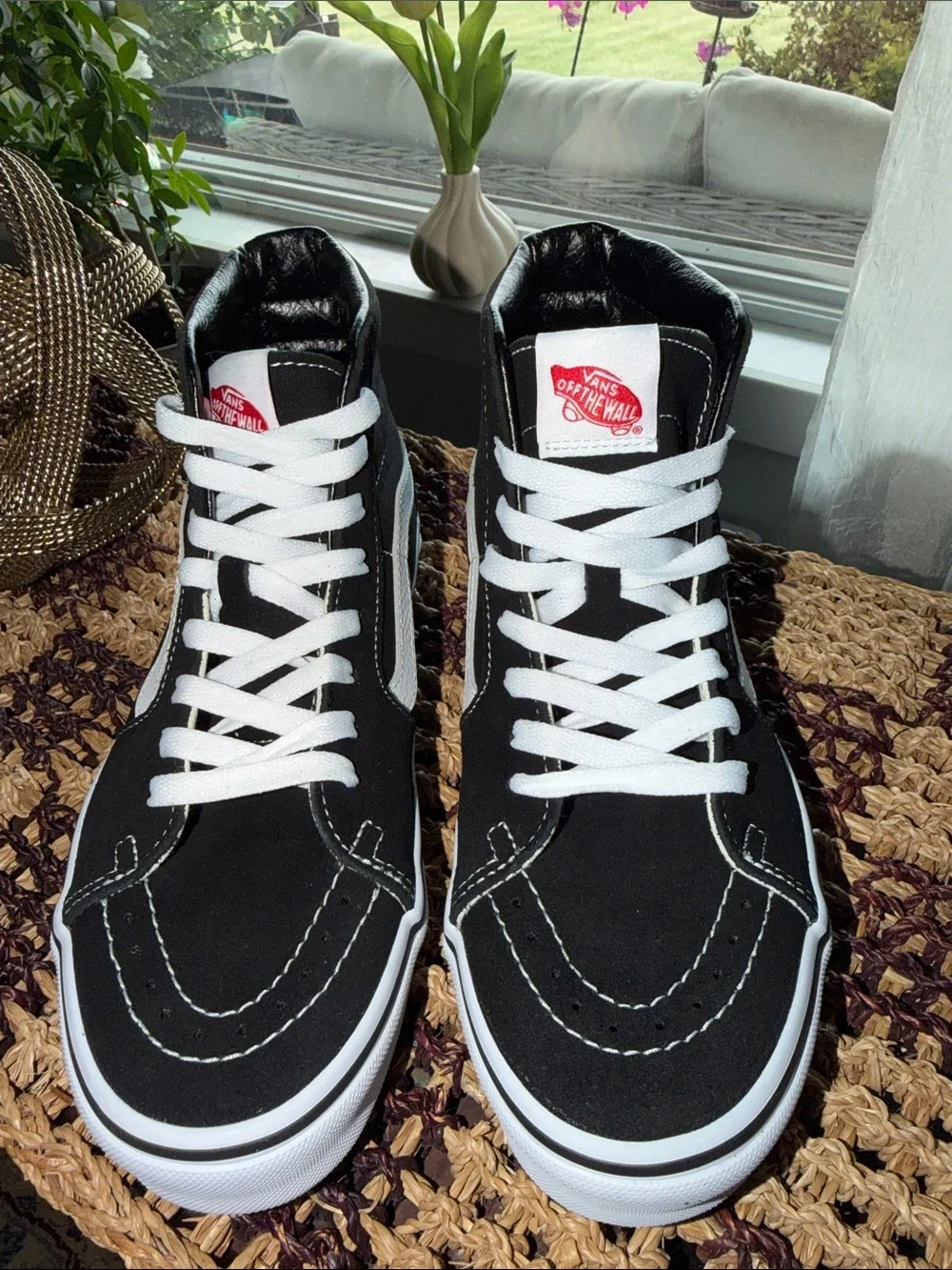 Vans Sk8-Hi Black White High Top Sneakers Women’s 9 Men’s 7.5 With Box